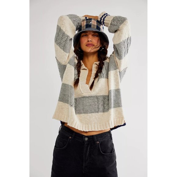 Free People Sweaters - FREE PEOPLE Pembrook Oversize Sweater in Ivory Combo - Large NWT